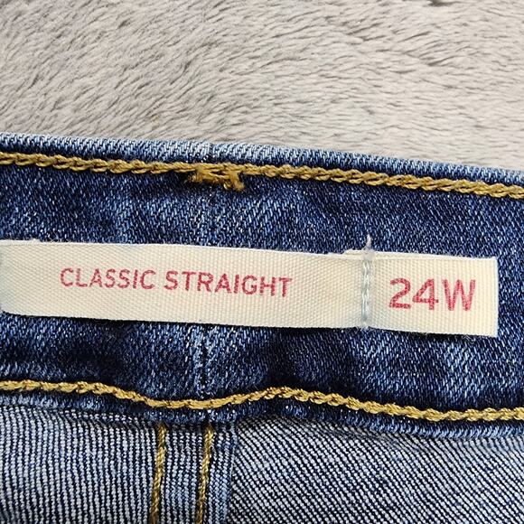 Levi's Jeans Womens 24W Blue Dark Wash Classic Straight Leg Stretch Denim Casual - Picture 6 of 15
